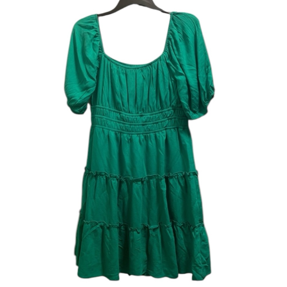 Woman short puff sleeves mini dress
